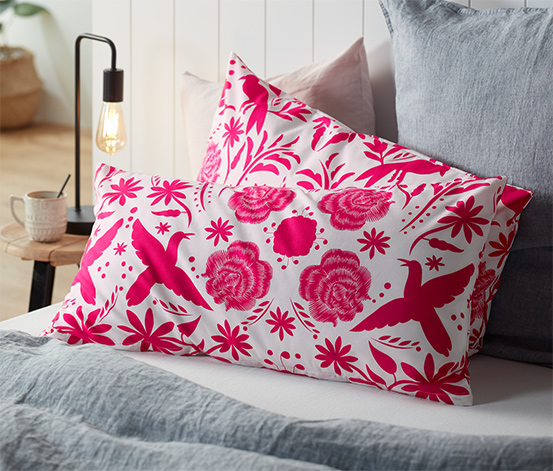 Poszewki na poduszki ze wzmocnionej bawełny, różowe, po ok. 80 x 40 cm