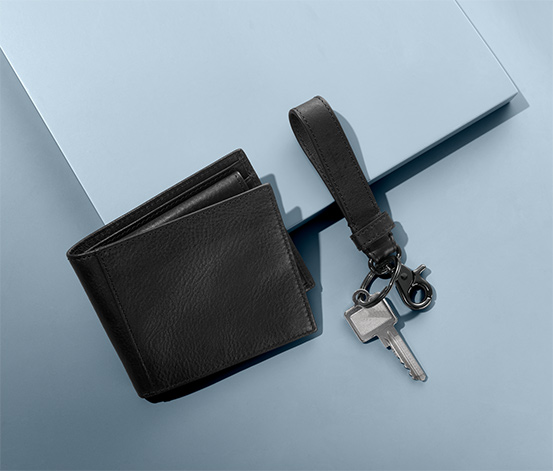 Zestaw prezentowy: portfel skórzany i brelok do kluczy