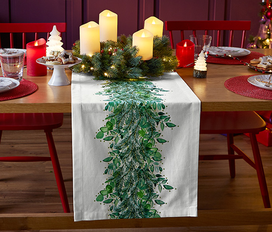 Bieżnik stołowy z bawełny ekologicznej, z motywem świątecznym