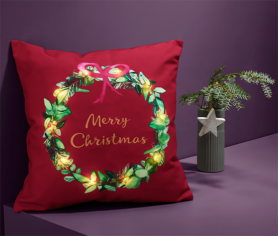 Poduszka dekoracyjna z motywem świątecznym, ze światłem LED