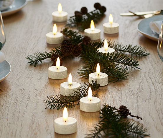 Świeczki typu tea light LED z prawdziwego wosku, kremowe, 10 sztuk