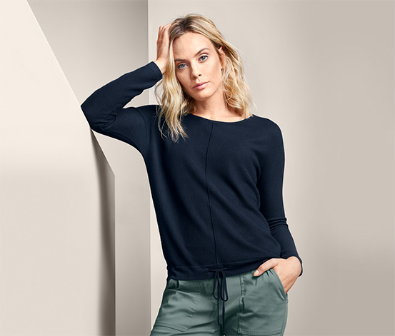 Bluza z dzianiny ze sznurkiem ściągającym w tunelu