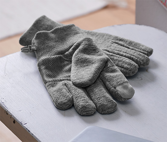 Rękawiczki polarowe z materiału z recyklingu, szare