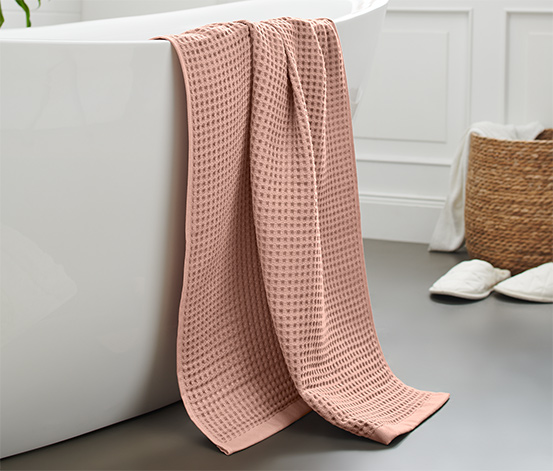Ręcznik kąpielowy premium z piki o splocie waflowym, różowy