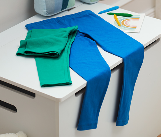 Legginsy, 2 pary, niebieskie, zielone