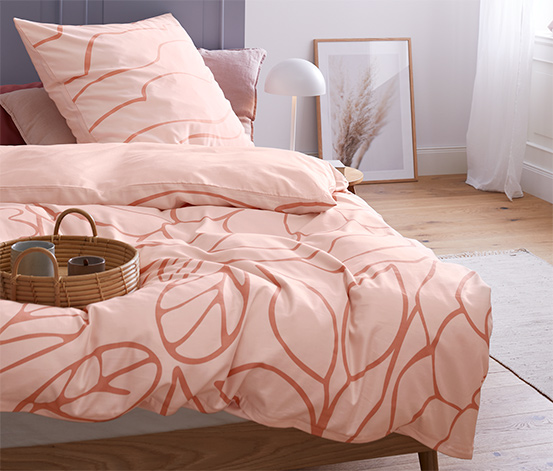 Pościel z mieszanki bawełny i włókna Tencel™, wielkość standardowa, kolor różowy