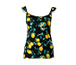 Piżama damska na ramiączkach z krótkimi spodenkami, czarna ze wzorem w cytryny