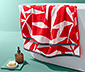 Bawełniany żakardowy ręcznik ok. 70 x 140 cm, malinowo-biało-szary