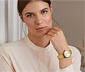 Damski zegarek, ze stali nierdzewnej z powłoką PVD, w złotym kolorze