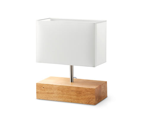 Lampa stołowa z drewnianą podstawą Tchibo