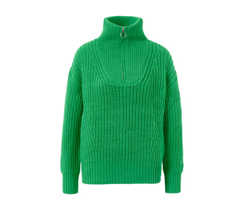 Sweter o grubym splocie z kołnierzem typu troyer Tchibo