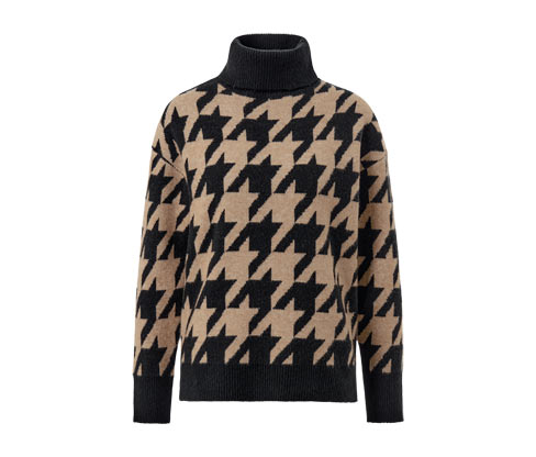 Sweter z dzianiny z żakardem w pepitkę Tchibo