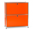 Metalowa szafka typu sideboard »CN3«, niska z komorami z klapami, pomarańczowa