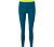 Turkusowe legginsy sportowe o długości 7/8 z podwyższonym stanem i limonkowym pasem