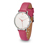 Damski zegarek na różowym skórzanym pasku