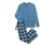 Piżama ze spodniami z flaneli, niebieska w kratkę