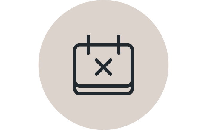Icon durchgestrichenes Datum auf einem Kalender